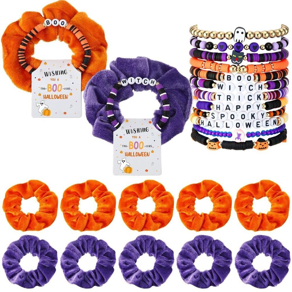 Halloween Bracelets Velvet Scrunchies Party Favors Gift Set For Women